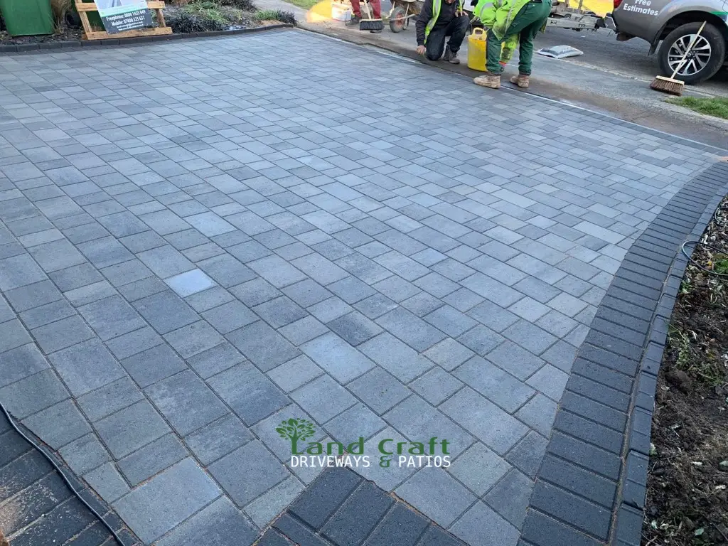Grey block paving with a charcoal border