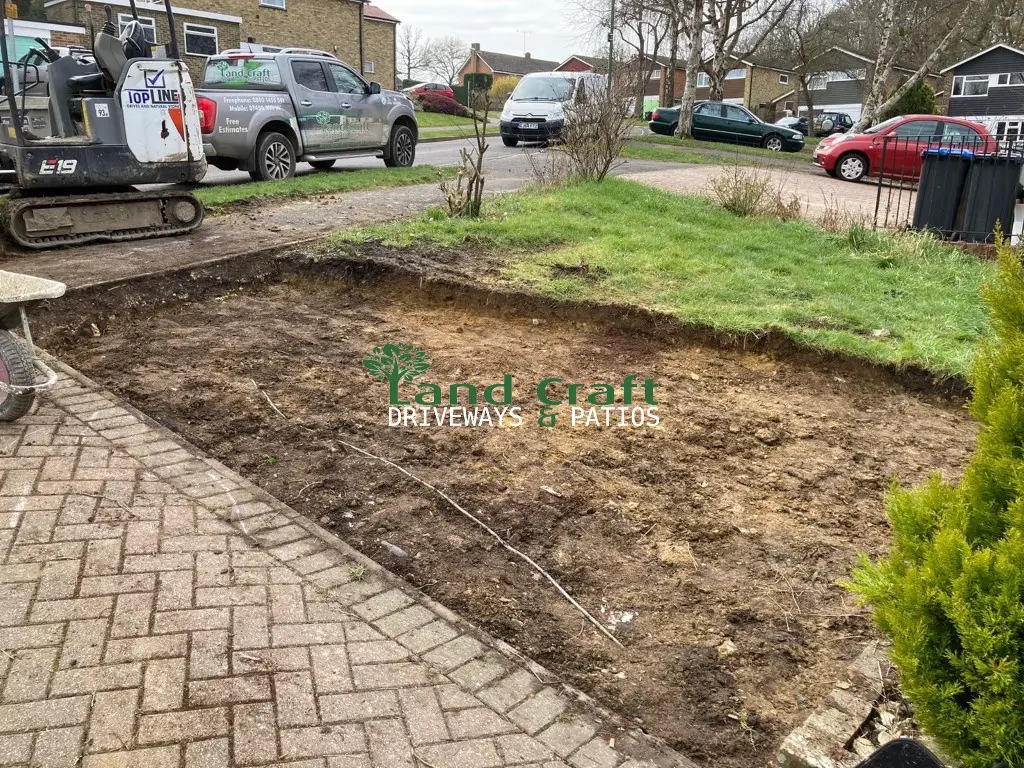 Excavated ground ready for a new driveway