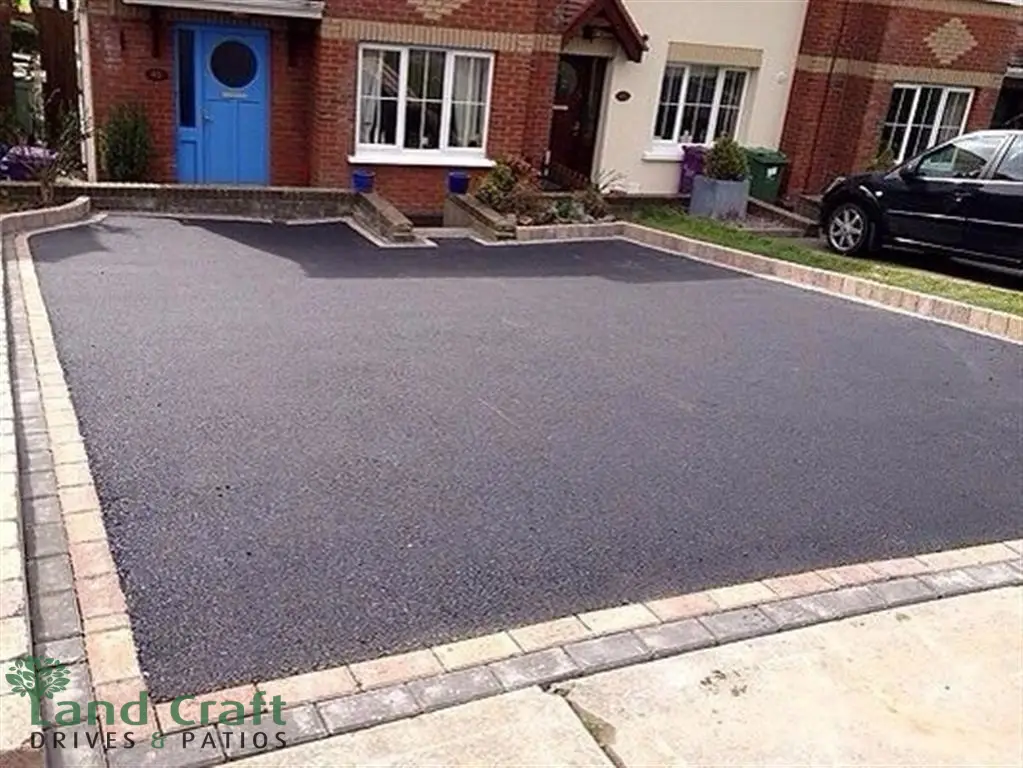 Tarmac driveway with a block paved border